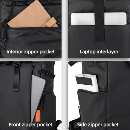 Men's Travel Backpack – 15.6" Laptop Roll-Top Waterproof Bag
