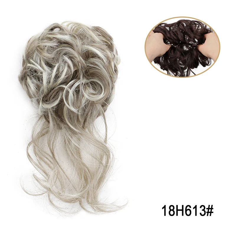 Synthetic Fiber Messy Bun Hairpiece Scrunchie Fake Chignon Hair Extensions Accessories Women Daily
