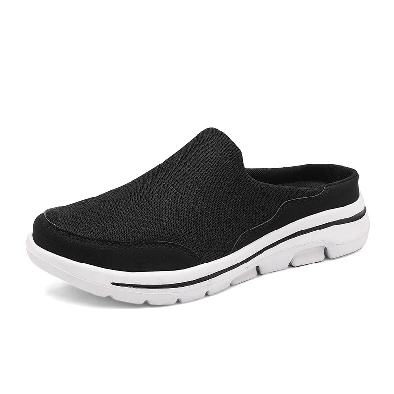 Men's Breathable Mesh Slip-On Mules – Thick Sole Indoor Outdoor Slides
