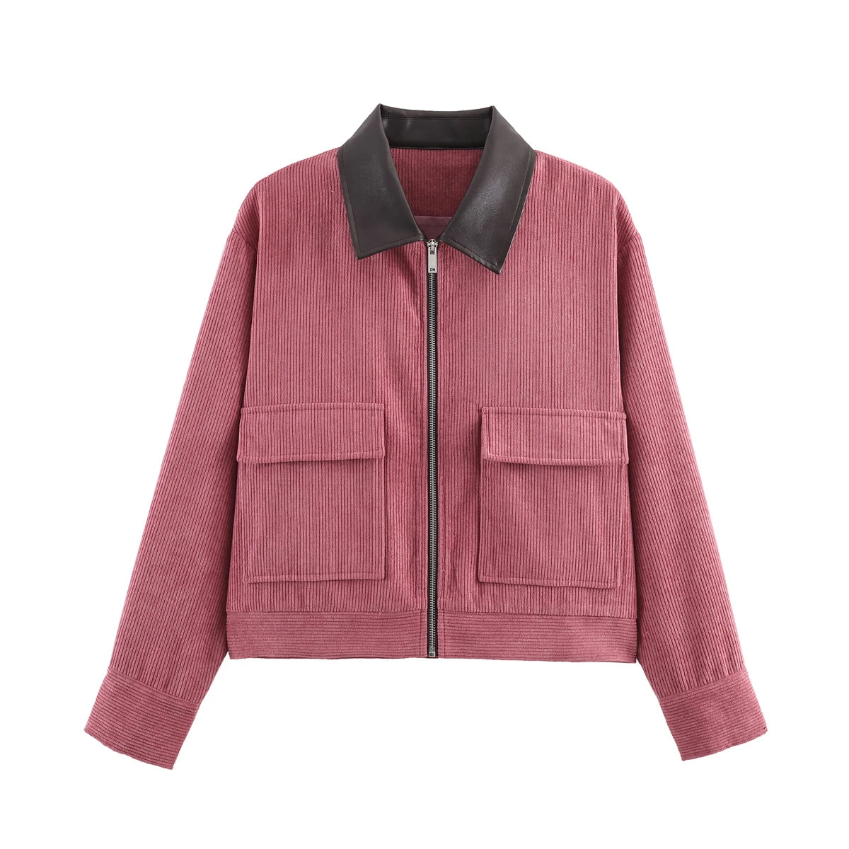 Women's Casual Corduroy Zip-Up Jacket with Pockets