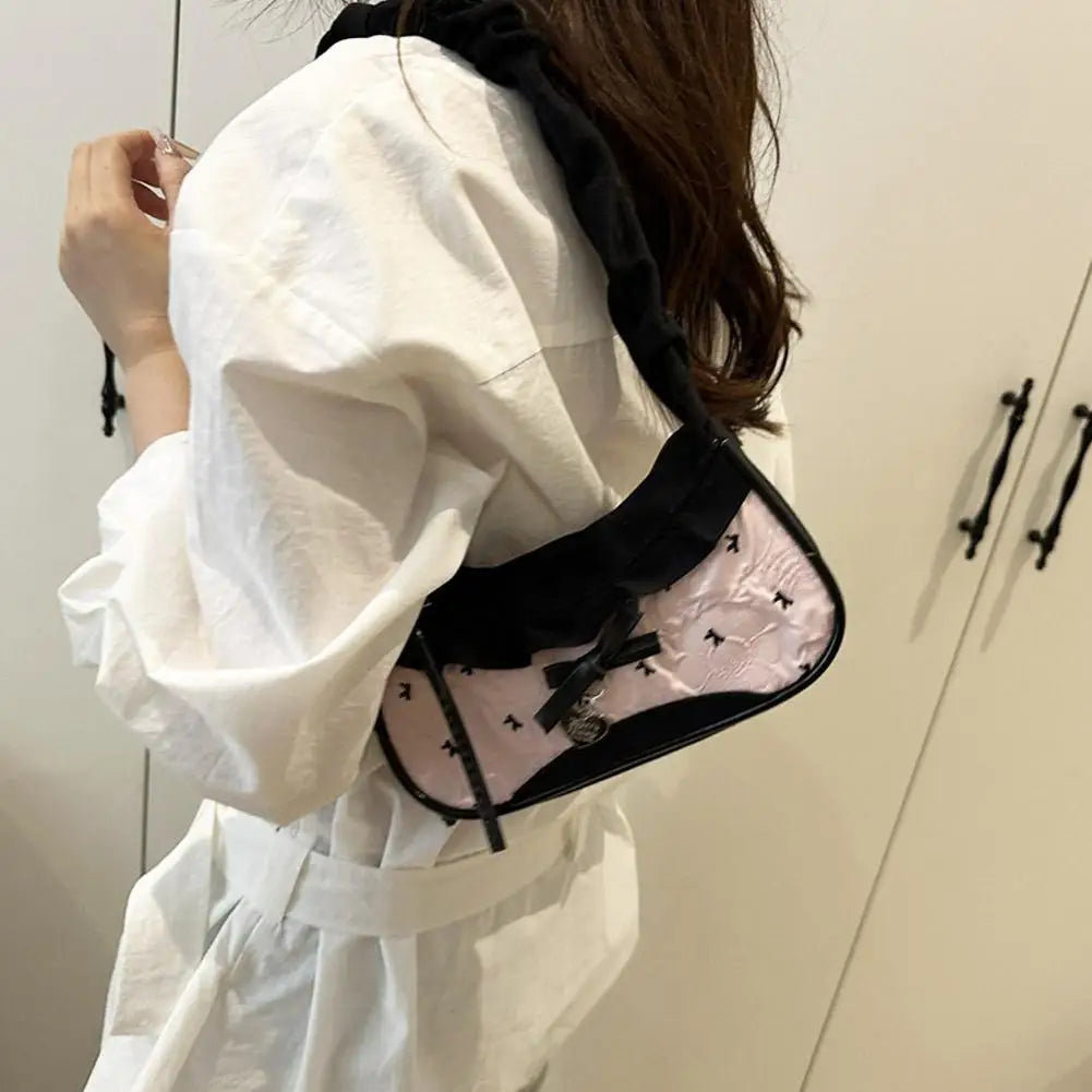 Gingham Lace Shoulder Bag – Cute Underarm Bag for Women