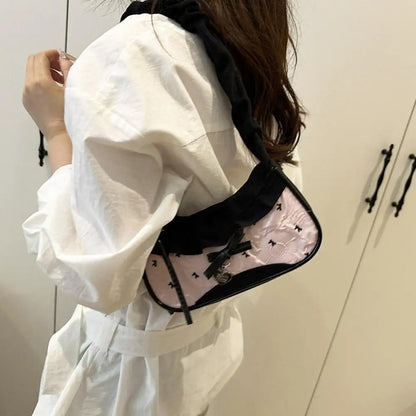 Gingham Lace Shoulder Bag – Cute Underarm Bag for Women