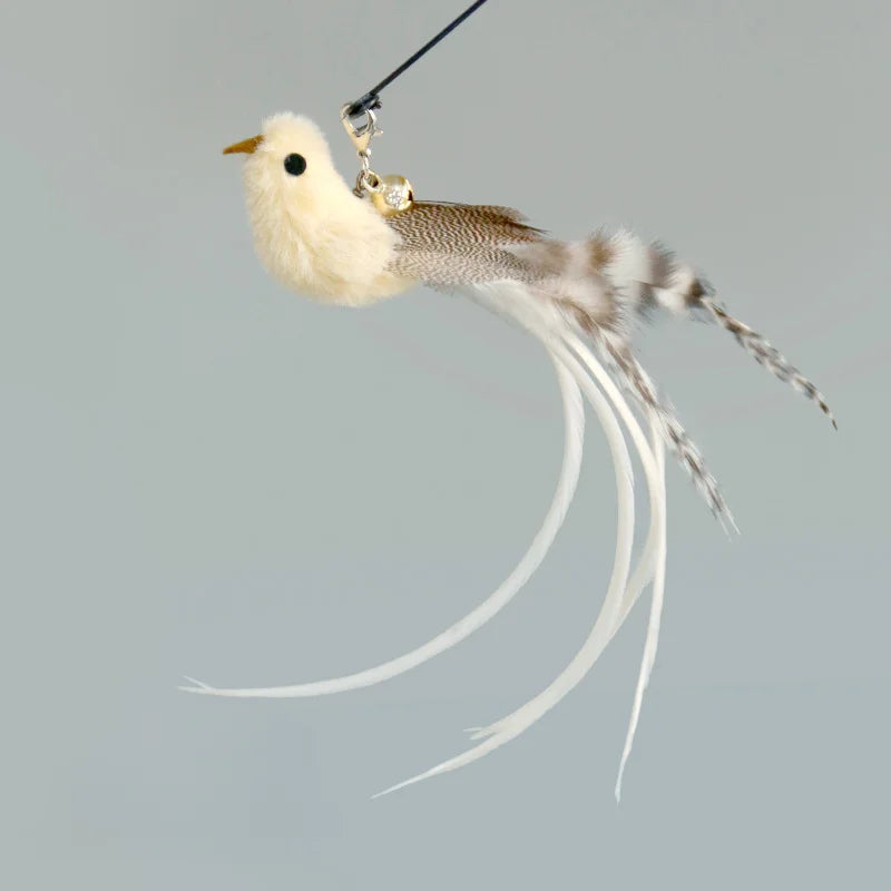 Suction Cup Bird Feather Cat Wand Toy – Interactive Kitten Hunting Toy with Bell