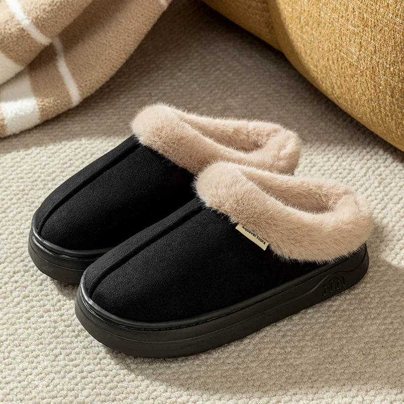 Fur-Lined Winter Slippers Anti-Slip Indoor Outdoor Shoes