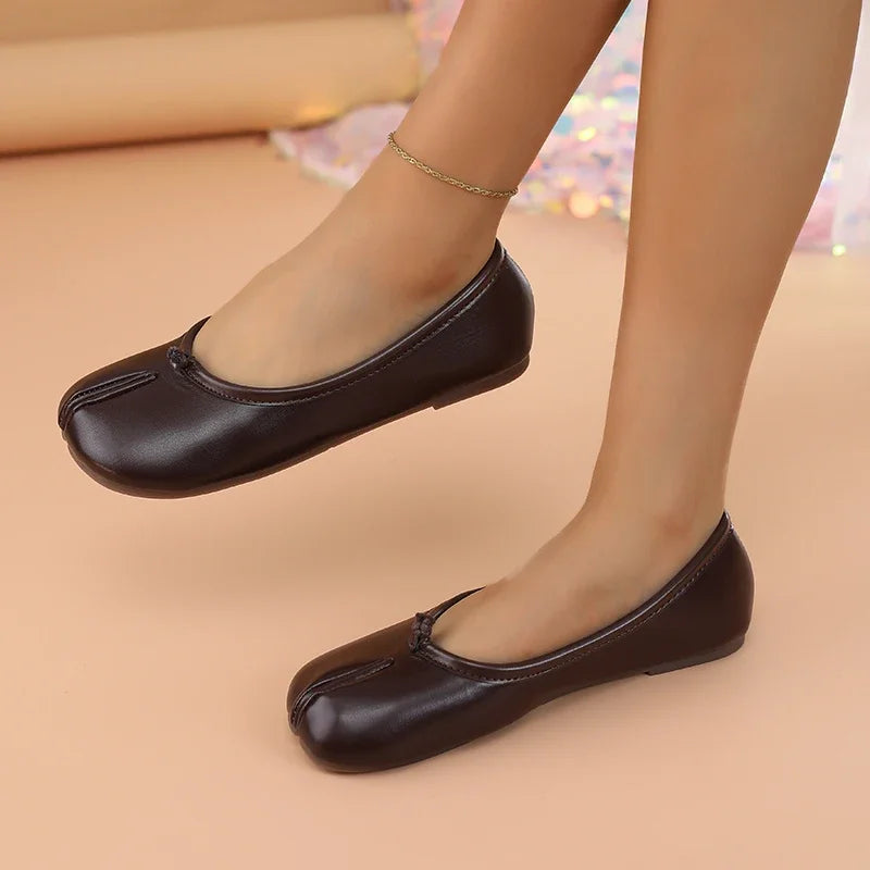 Women's Split-Toe Tabi Ballet Flats | Soft Leather Slip-On
