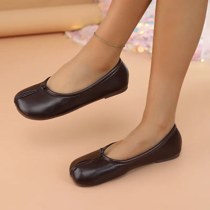 Women's Split-Toe Tabi Ballet Flats | Soft Leather Slip-On