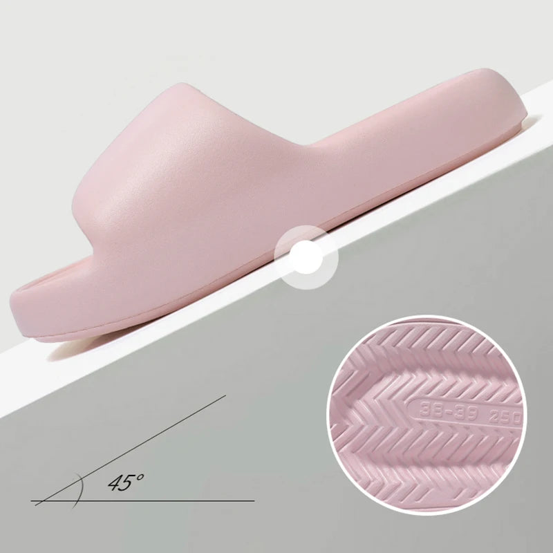 Unisex Non Slip Bathroom Home Slippers Soft Sole Eva Pillow Slides Summer Flat Beach Sandals Woman