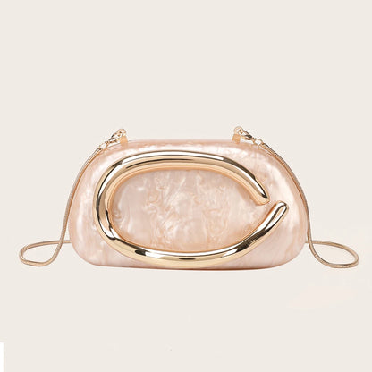 Luxury Evening Clutch Bag – Gold Metal Handle Wedding & Party Purse