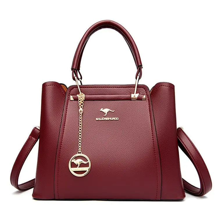 Luxury Leather Handbag for Women – 3-Layer Shoulder Tote