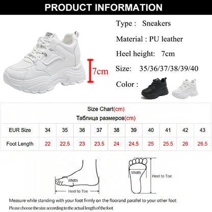 Platform Chunky Sneakers Women – Lace-Up PU Leather Thick Sole