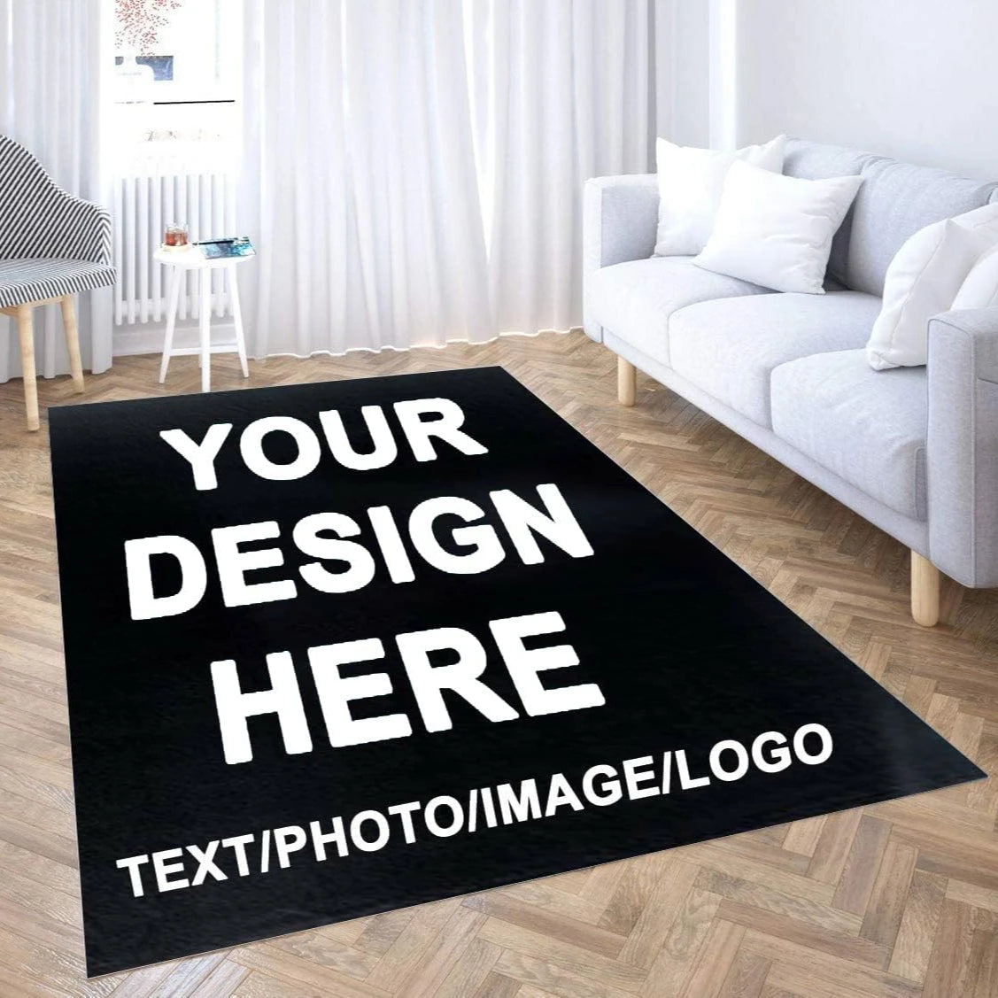 Custom Printed Rug – Personalized Area Rug with Your Photo, Text, or Logo