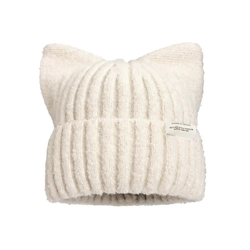 Cat Ear Beanie Hat – Women's Warm Knit Winter Cap