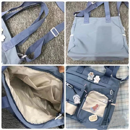 Canvas Crossbody Tote Bag for Women – Cute Shoulder Messenger Bag