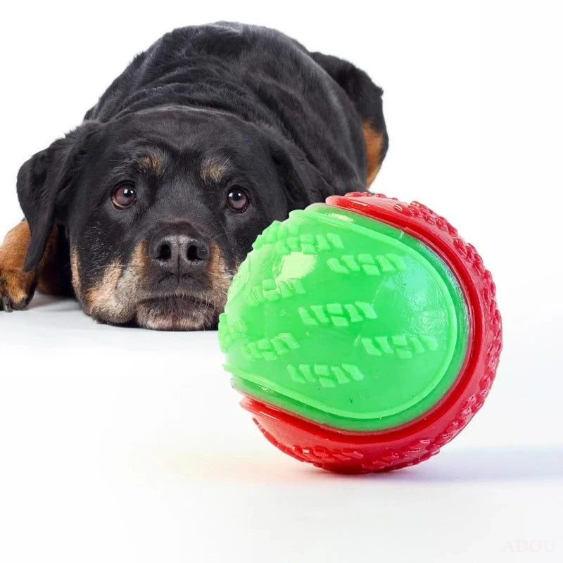 Dog Chew Ball Toy – Bite-Resistant Squeaky Silicone Teeth Cleaning