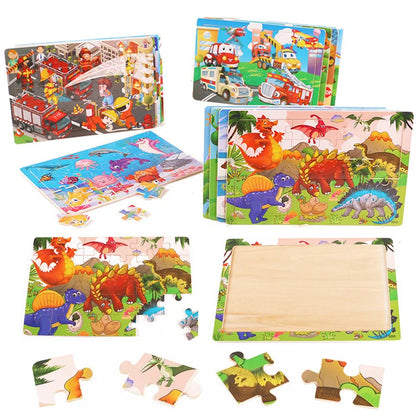 Wooden Cartoon Animal Puzzle for Kids – 30 Pieces Montessori Toy