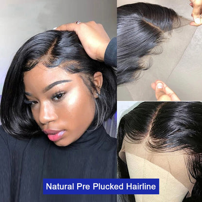 Brazilian Hd Transparent 13x4 Bone Straight Short Bob Human Hair Wigs 13x6 Lace Front Women 250