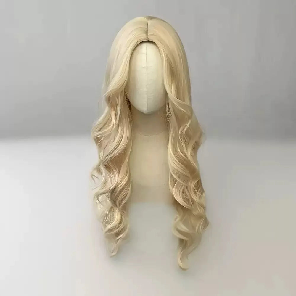 Golden Curly Synthetic Wig Long Hair Party Halloween Cosplay