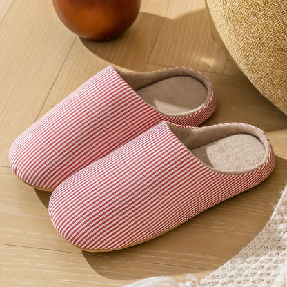 Unisex Home Slippers Soft Fur Warm Indoor Flat Slides Nonslip Couples Shoes Bedroom Light Slience