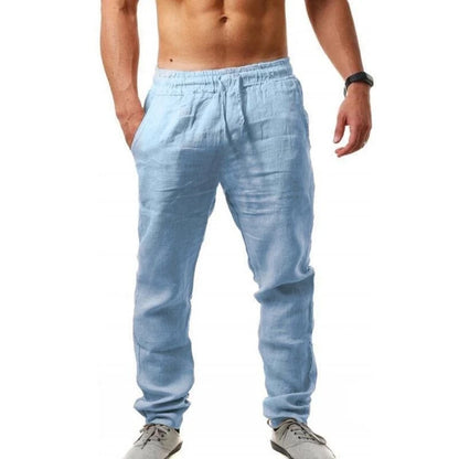Men's Linen Wide-Leg Pants – Casual Drawstring Trousers