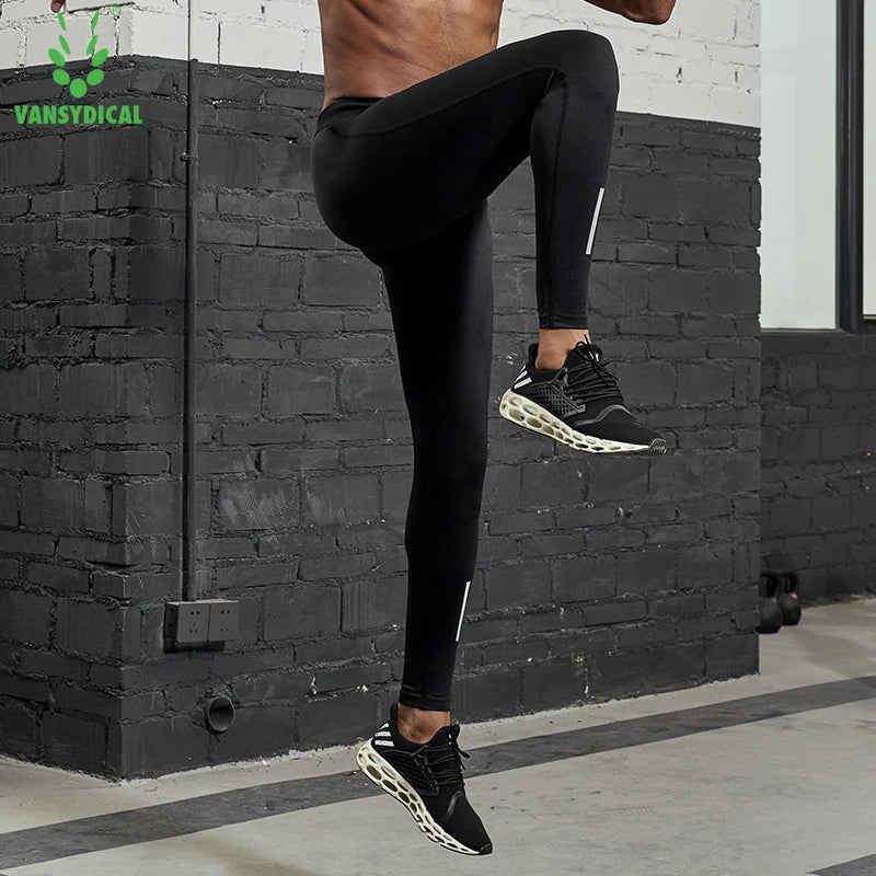 Compression Running Tights – Men's Reflective Striped Leggings