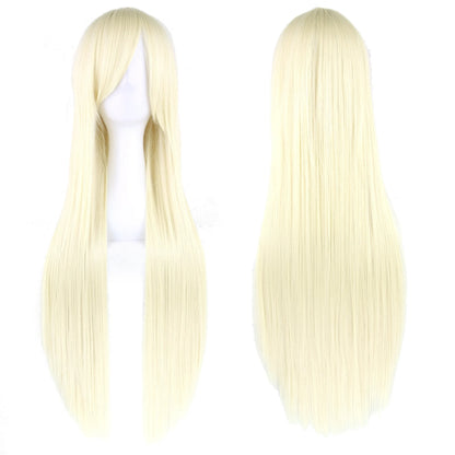 Soowee Long Synthetic Hair White Purple Cosplay Wigs Party Black Straight Wig Hairpiece Women