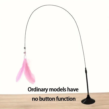 Cat Feather Wand Toy with Suction Cup Base
