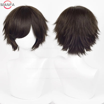 Anime 30cm Short Straight Cosplay Wig Black White Green Brown Purple Blue Gray Red Gold Man Women