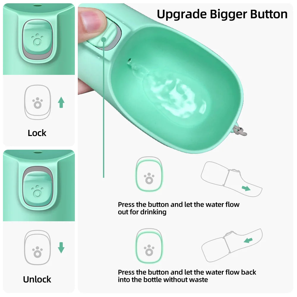 Portable Dog Water Bottle with Drinking Bowl – Leakproof Travel Pet Dispenser