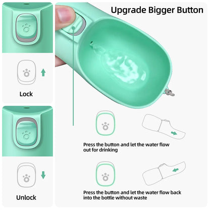 Portable Dog Water Bottle with Drinking Bowl – Leakproof Travel Pet Dispenser