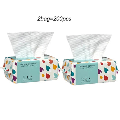Disposable Face Towel – 100% Organic Cotton Dry & Wet Use (100pcs/bag)