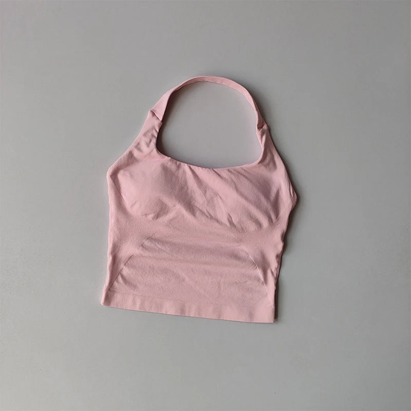 Halter Sports Bra for Women – Longline Shockproof Yoga Gym Top