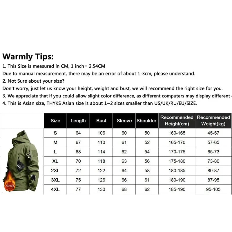 Men's Tactical Soft Shell Jacket – Waterproof Military Hooded