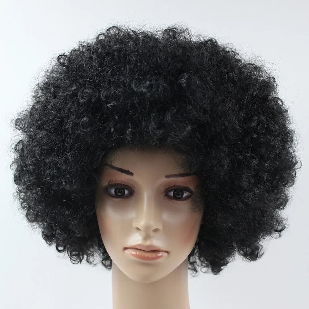 Women Curly Cosplay Wig Short Wavy Hair Colorful Synthetic Daily Party Men Football Fan Wearing Kids