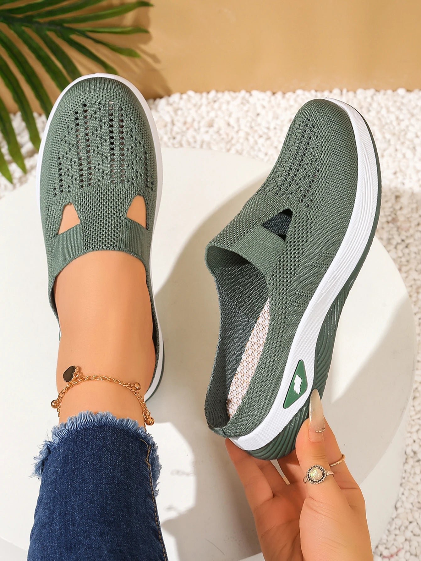 Women S Indoor Home Half Slippers Breathable Vent Design Slip Summer Casual Footwear