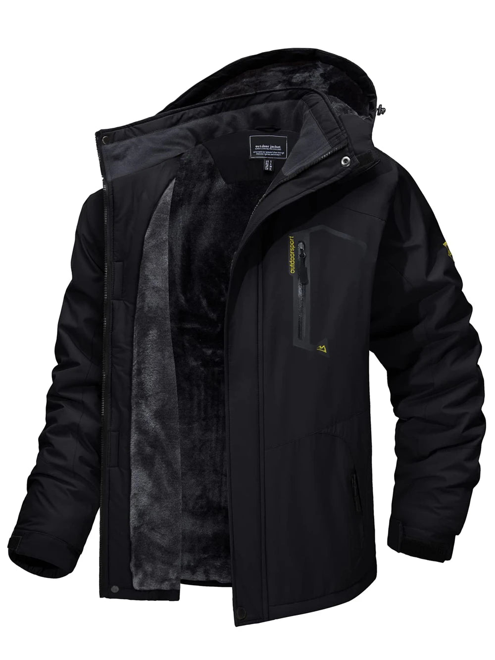 Men's Fleece-Lined Mountain Jacket – Removable Hood Hiking Coat