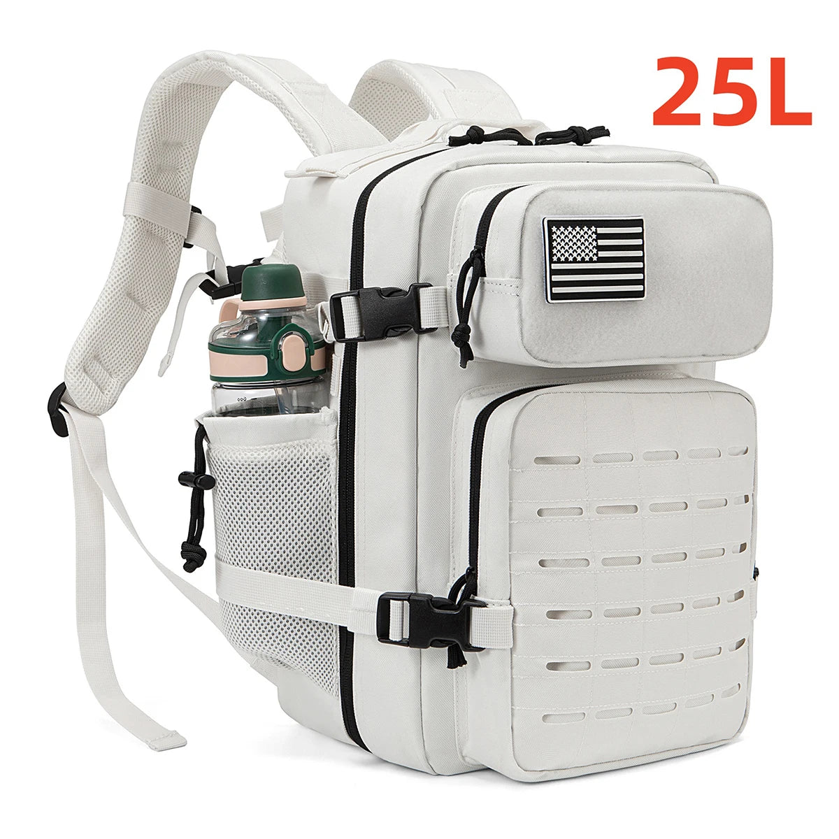 Tactical MOLLE Hiking Backpack – 25L/45L Laser Cut Rucksack with Dual Cup Holders