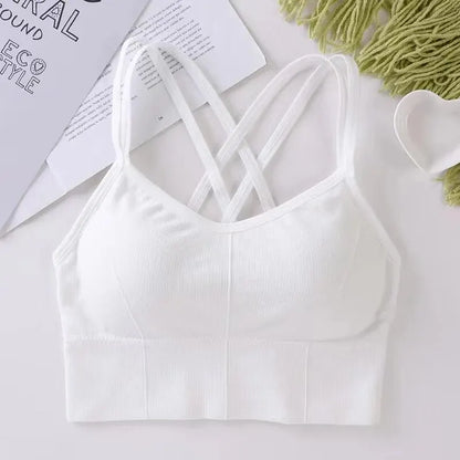 Women's Cross-Back Sports Bra – Push Up Fitness Tank Top