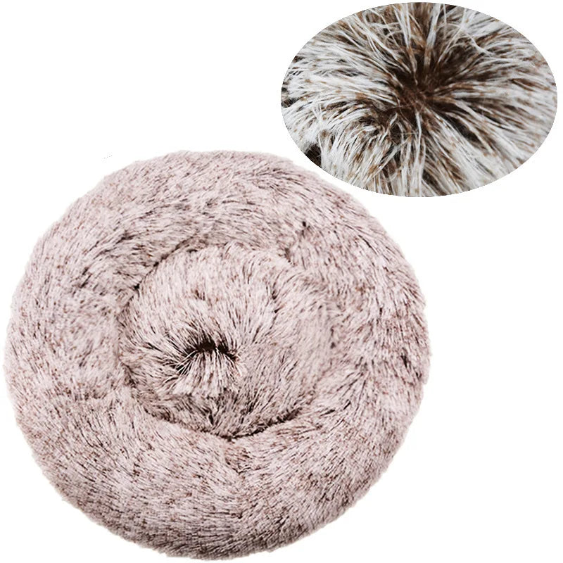 Round Plush Pet Bed – Super Soft Donut Bed for Dogs & Cats