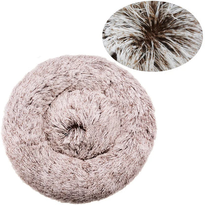 Round Plush Pet Bed – Super Soft Donut Bed for Dogs & Cats