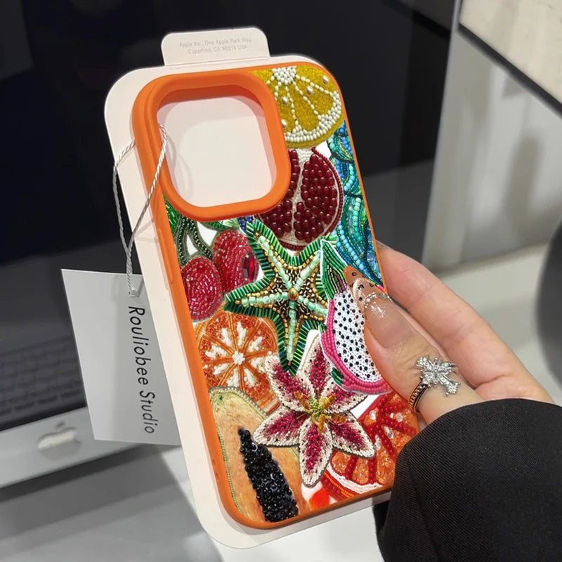 Retro Fruit Pattern Phone Case Iphone 17 Pro Max 16 15 14 13 12 11 16e X Xr Xs Plus Shockproof Soft