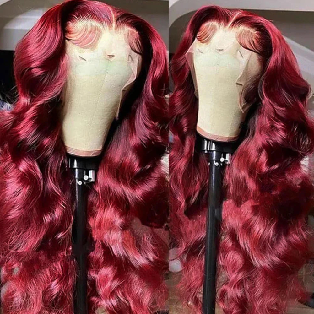 13x4 HD Lace Front Wig 99J Burgundy Body Wave Human Hair 250 Density