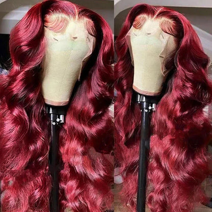 13x4 HD Lace Front Wig 99J Burgundy Body Wave Human Hair 250 Density