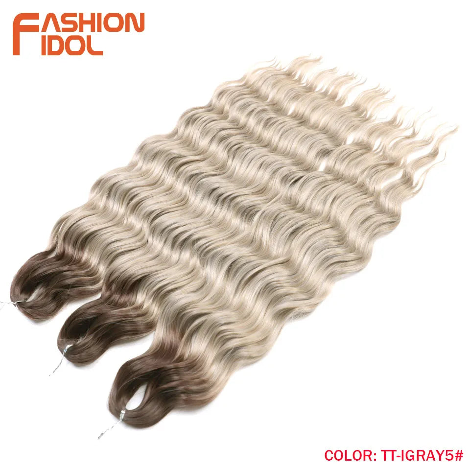 Anna 24 Inch Synthetic Hair Water Wave Braiding Extensions Ombre Blonde Deep Afro Curl Twist Crochet