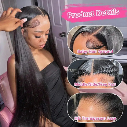 Bone Straight Human Hair Wig – 13x4 13x6 5x5 HD Lace, 250% Density, Glueless