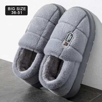Plush Winter Slippers – Unisex Warm Non-Slip Cotton House Shoes