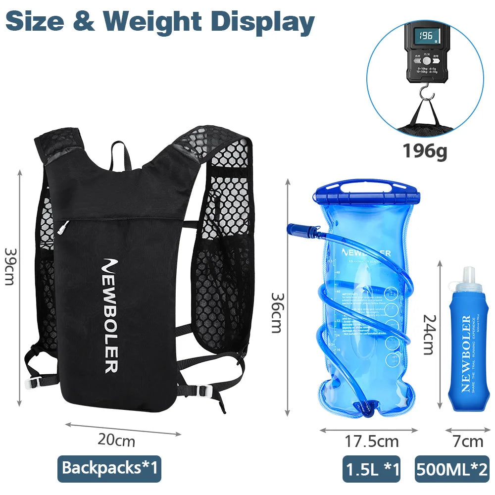 Newboler Trail Running Hydration Vest Backpack – Ultralight Breathable Marathon Pack