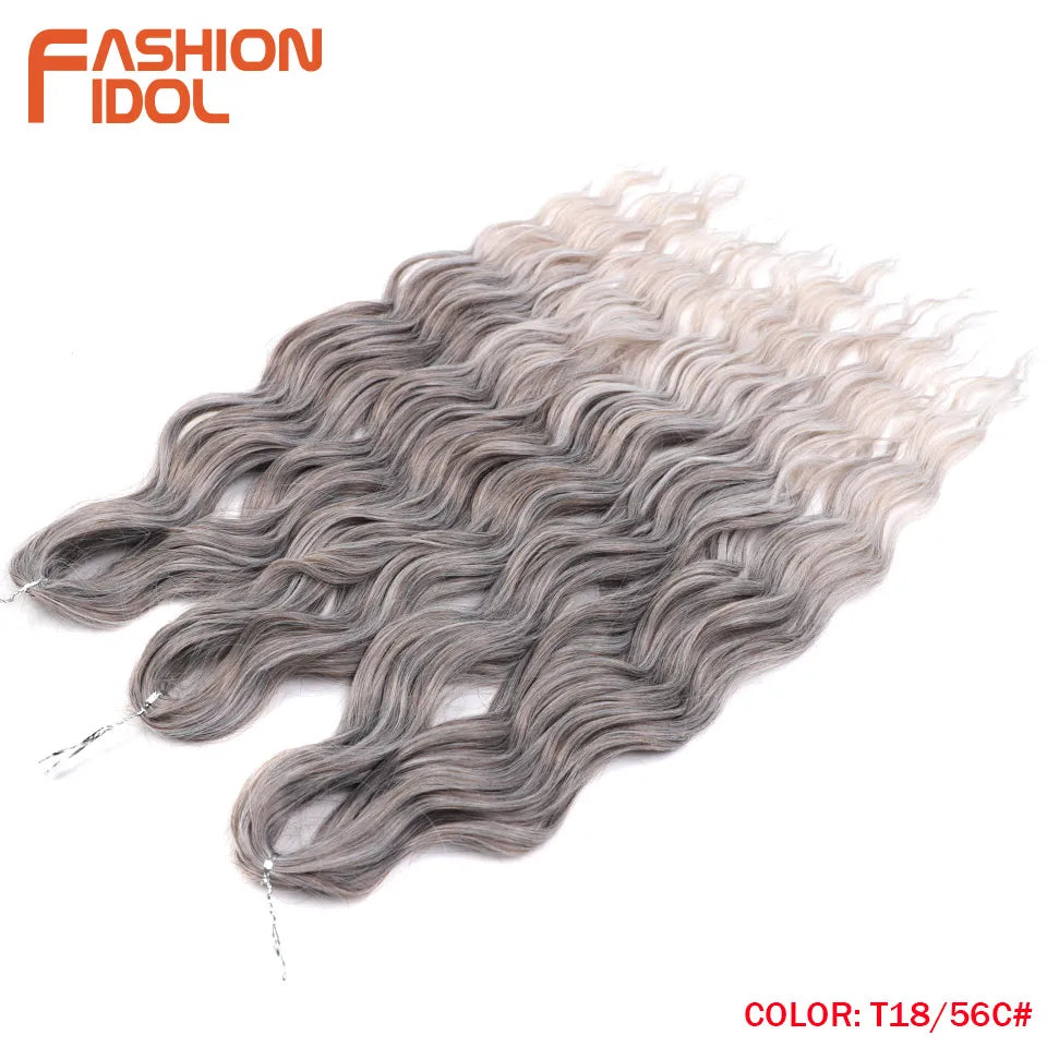 Anna 24 Inch Synthetic Hair Water Wave Braiding Extensions Ombre Blonde Deep Afro Curl Twist Crochet