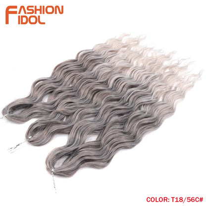Anna 24 Inch Synthetic Hair Water Wave Braiding Extensions Ombre Blonde Deep Afro Curl Twist Crochet