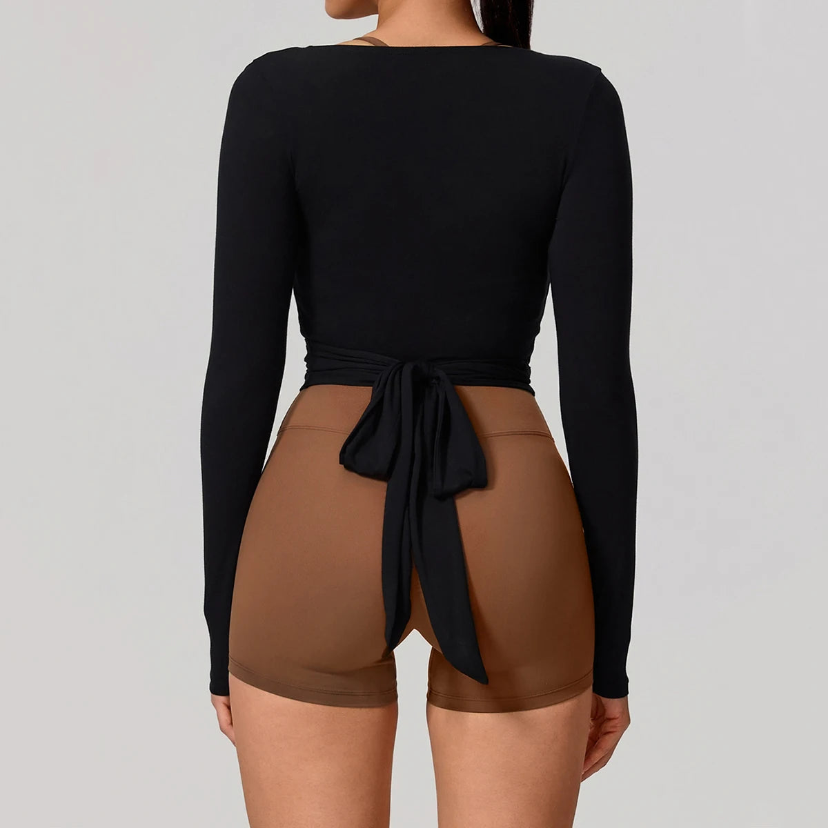 Women's Long Sleeve Wrap Yoga Top – Breathable Activewear