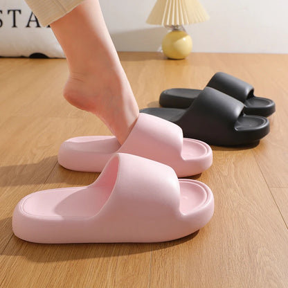 Unisex Non Slip Bathroom Home Slippers Soft Sole Eva Pillow Slides Summer Flat Beach Sandals Woman